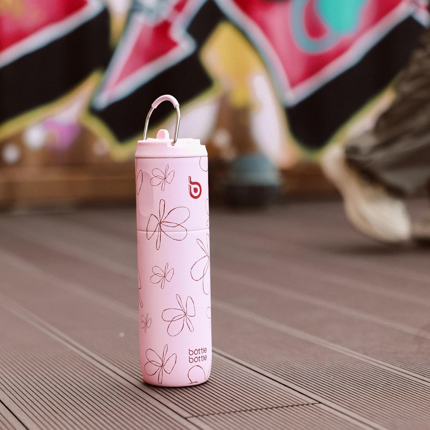 BOTTLE BOTTLE Insulated Water Bottle 24Oz with Straw Lid and Handle for Sports Travel Gym Stainless Steel Water Bottles Double-Wall Vacuum Metal Thermos Leak Proof Bpa-Free (Flower Frenzy)