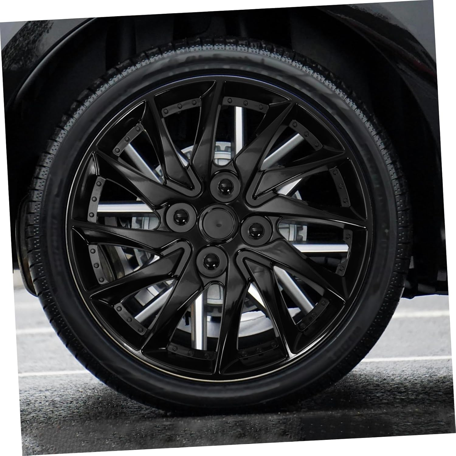 Happyyami Car Wheel Hubcaps 14 Inch Sturdy Pp Hubcap Wheel Covers with Dirt Protection Black image number 1