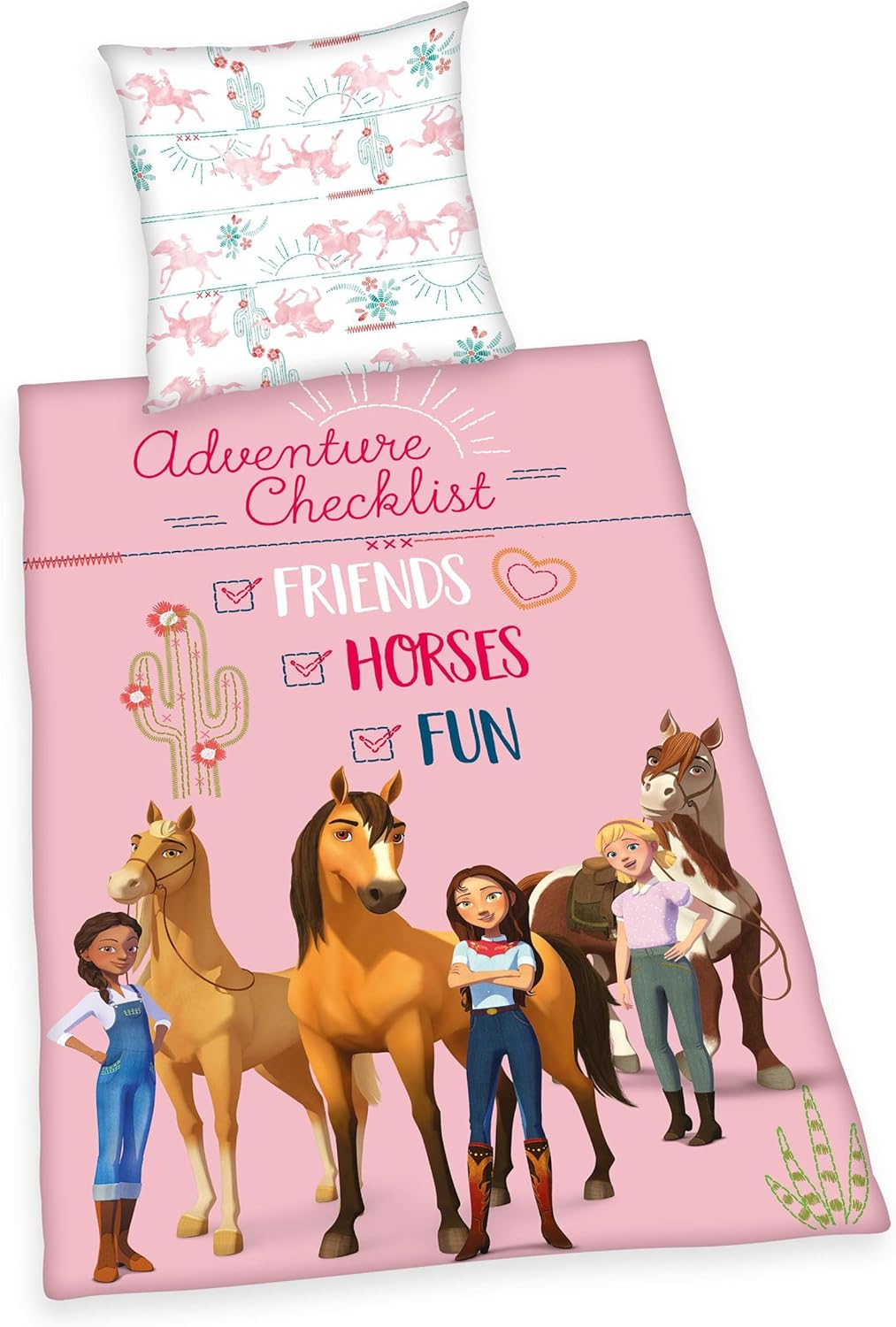 Herding Spirit Bed Linen Set, Pillowcase 80 X 80 Cm with Buttons and Reversible Motif, Duvet Cover 135 X 200 Cm, with Button Closure, 100% Cotton/Linen