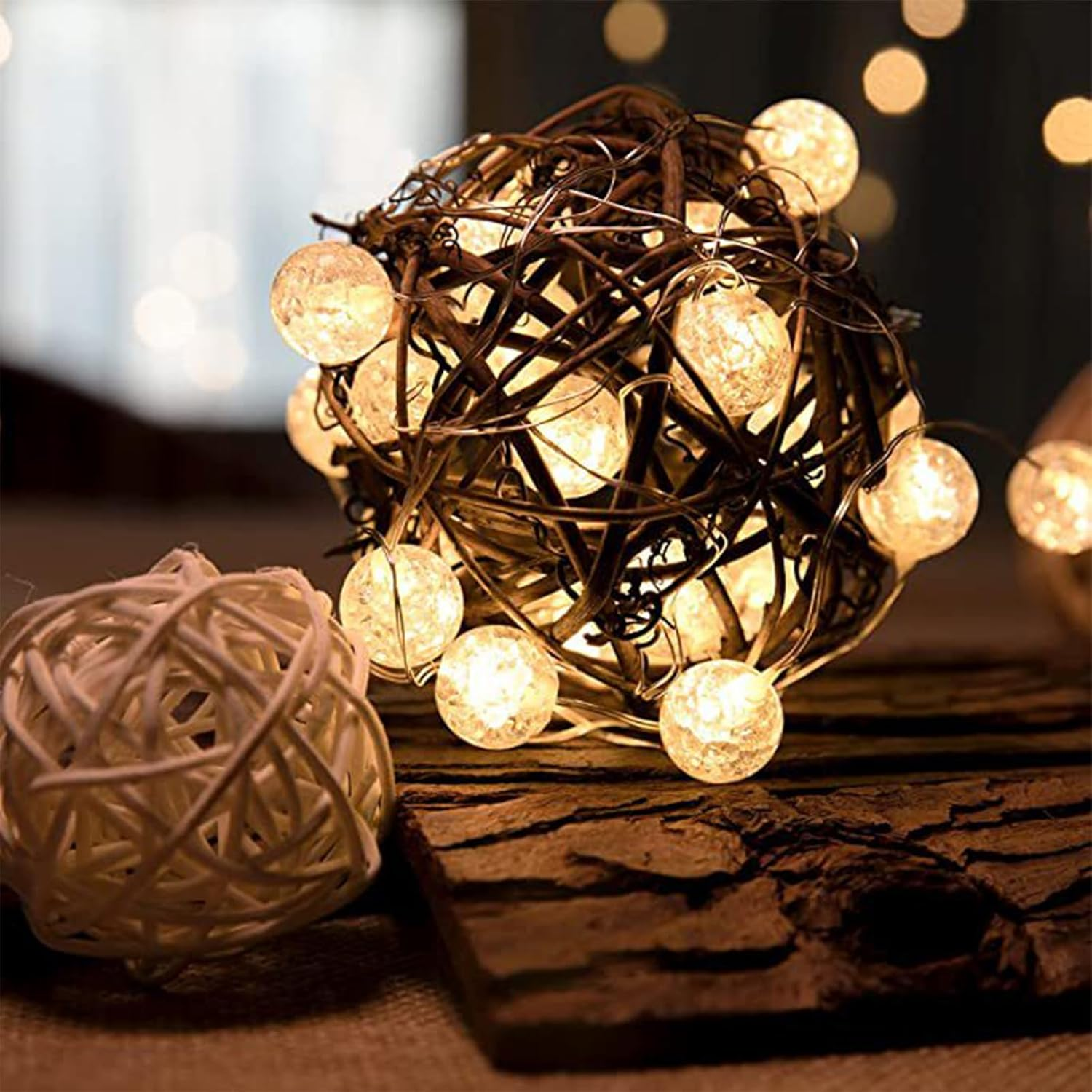 KOBOKO Fairy Lights Crystal Balls with 2 Modes, 3 M, 30 LED Crystal Crackle Balls, Fairy Lights, Battery Operated, Indoor Fairy Lights for Wedding, Christmas, Birthday, Bedroom, Garden, Balcony image number 4