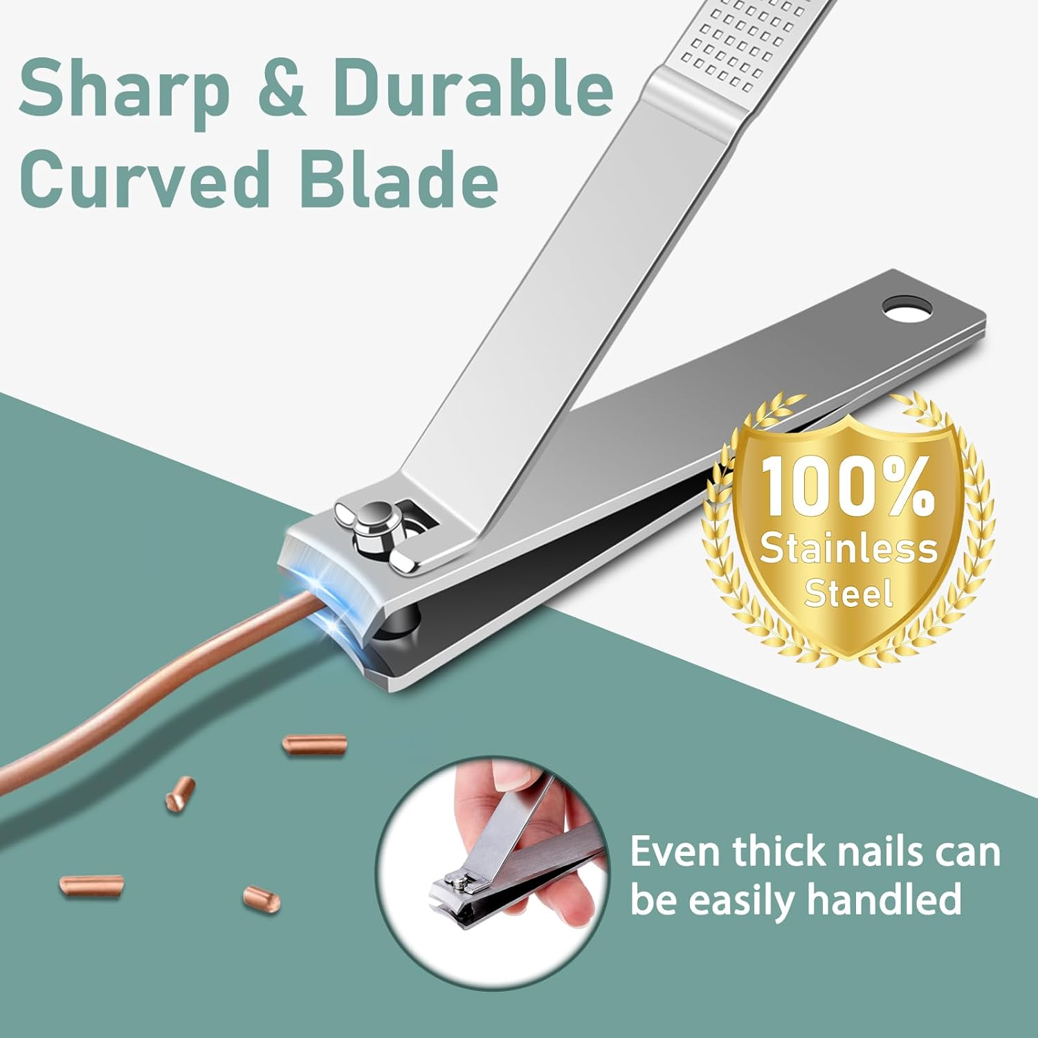 HOFASON 8 Pcs Large Nail Clippers Set for Women Men Stocking Stuffers, Stainless Steel Fingernail and Toenail Clipper Cutter Set Curved Cutter, Bulk Travel Manicure Pedicure Trimmer Kit image number 3