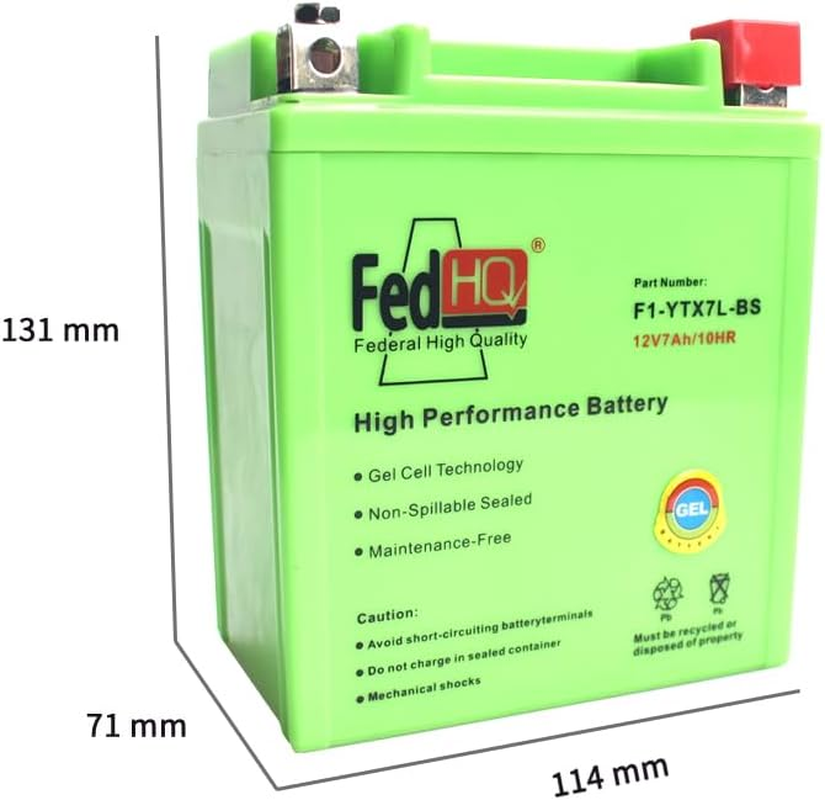 FEDHQ YTX7L-BS 12V 7Ah Motorcycle GEL Battery Dirt Bike ATV Quad Scooter Motorbike Replace CTX7L-BS UTX7L-BS MBTX7U MG7L-BS
