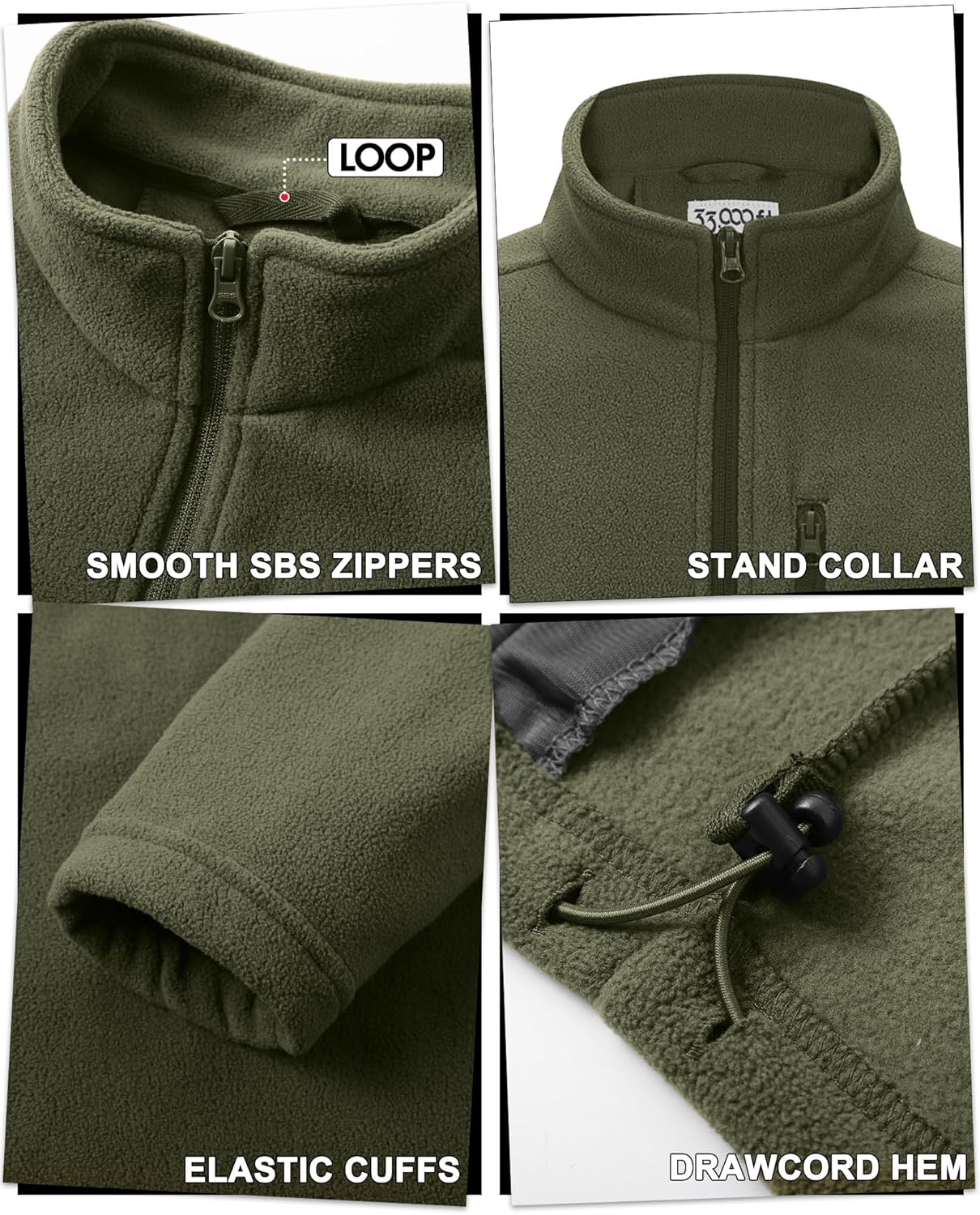 33,000Ft Mens Fleece Jacket Full Zip Outdoor Work Jacket Lightweight Warm Coat Long Sleeve Casual Sweater Thermal Fleece Jacket for Hiking Running Sport image number 6