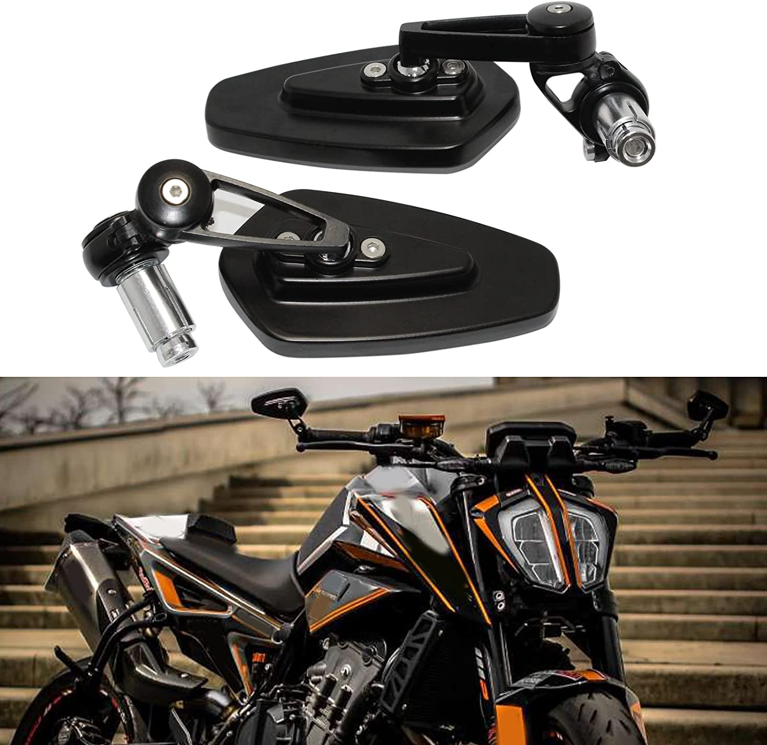 Black Motorcycle Bar End Mirrors Rear View CNC for Honda GROM MSX125 CB500F Kawasaki Z125 Pro Z650 Z750 Z800 Z900 ER6N ER6F Yamaha MT-03 MT-07 FZ-07 MT-09 FZ-09 MT-10 FZ-10 MT-25 FZ6 FZ8 FZ6R image number 3