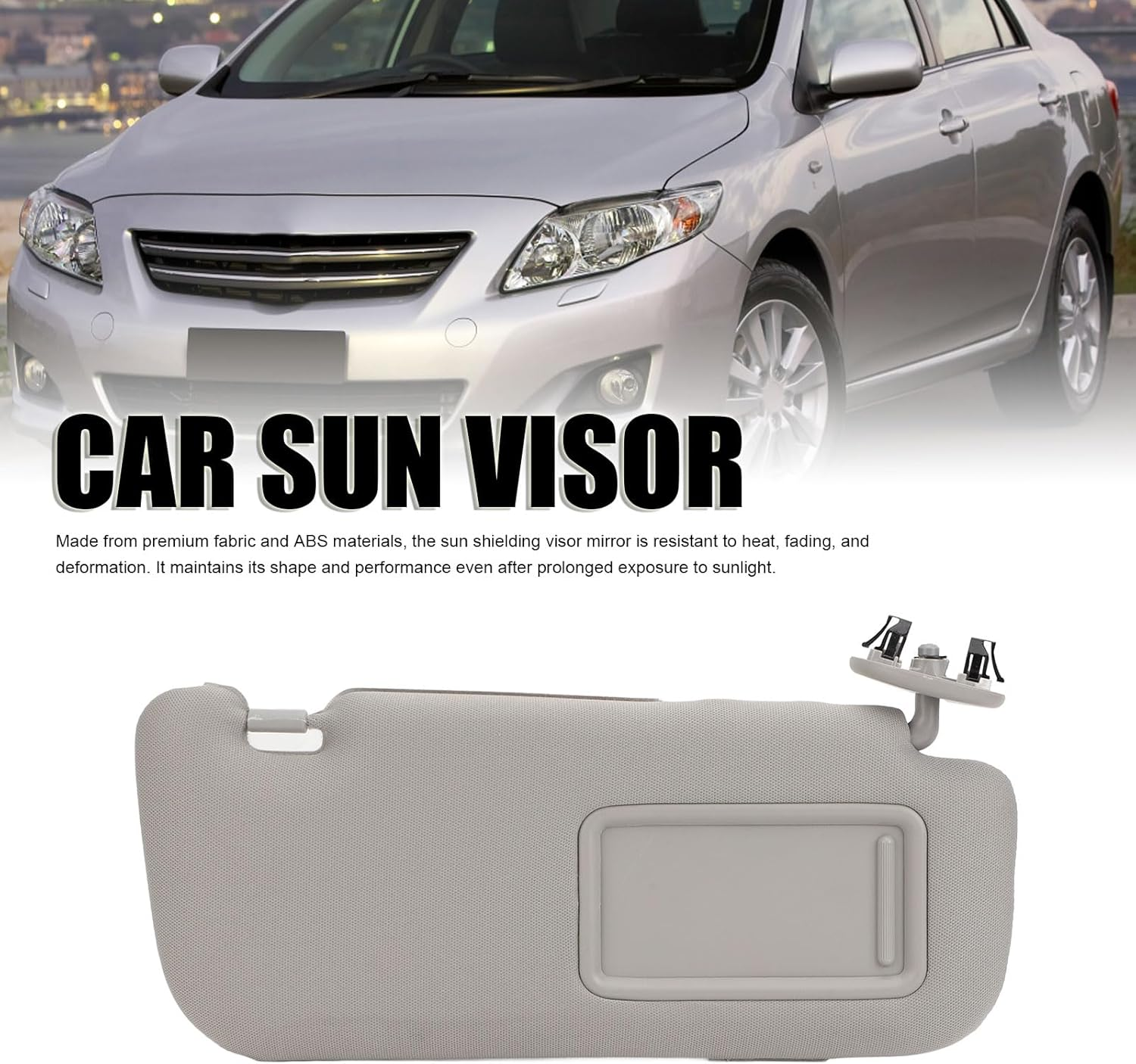 Car Sun Visor for Corolla 2007-2013, Fabric Grey Sun Shielding Visor Mirror, Sun Visor with Makeup Mirror, Sun Visor for Car, anti Glare and UV (Right 74310‑02F60‑E0)