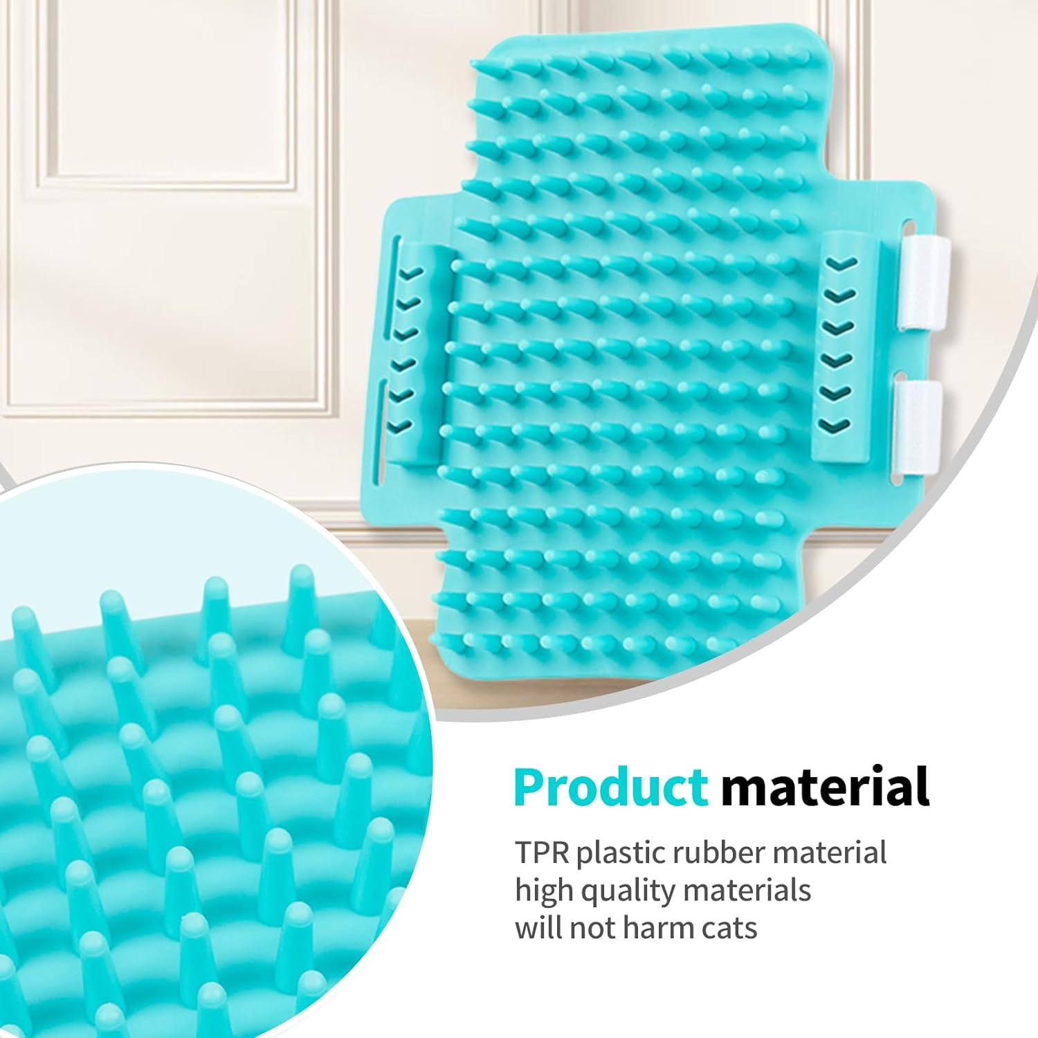 2 Pack Cat Self Groomer, Rubber Table Corner Face Wall Scratcher, Soft Pet Chin Head Grooming Brush Comb for Indoor Kitten Puppy Relaxing Bathing Cleaning, Gray - Green image number 6