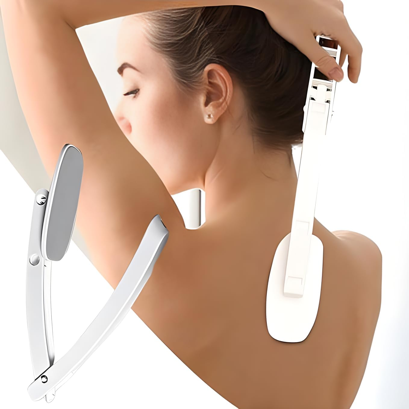 Back Lotion Applicator Folding Brush with Long Curved Handle for Moisturizer and Sunscreen Application image number 4