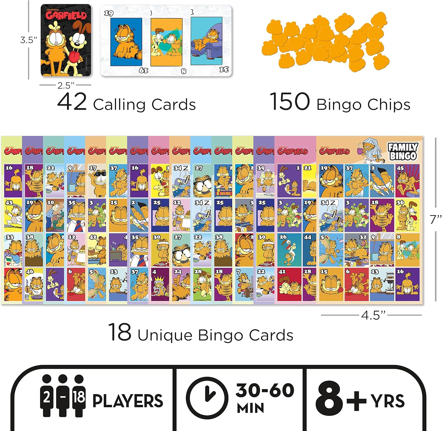 AQUARIUS Garfield Bingo Game - Fun Family Party Game for Kids, Teens and Adults - Entertaining Family Game Night Gift - Officially Licensed Garfield Merchandise - Ages 8 and Up image number 3