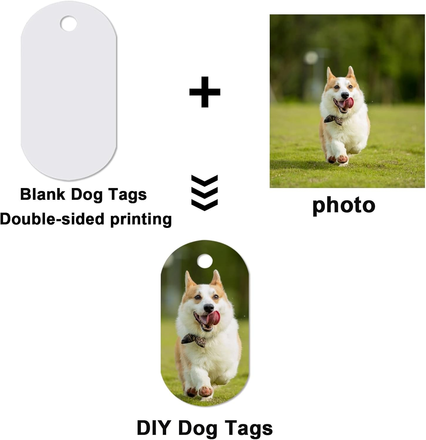Sublimation Blank Dog Tag Aluminum White Sublimation Stamping Tag Pendants Double Sided Blank Stamping Metal Tags image number 6
