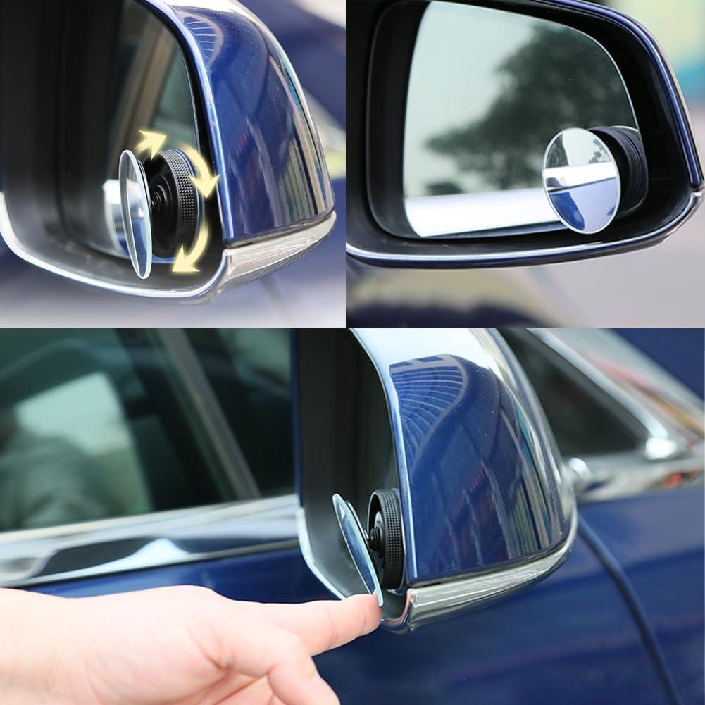 Suction Cup Blind Spot Mirror, Ampper HD Glass Frameless Removable Convex Wide Angle Rear View Mirror (Rectangular, Pack of 2) image number 3