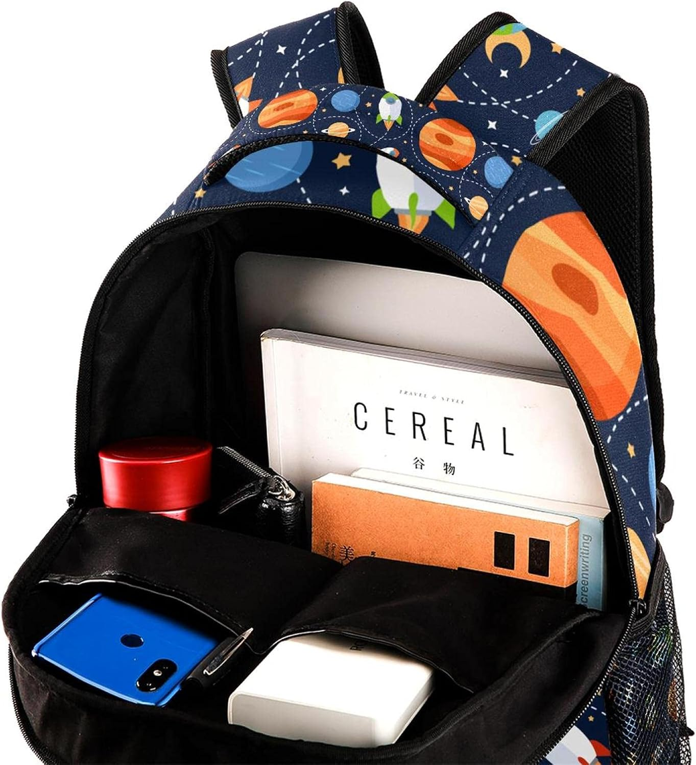 Rockets, Planets, Stars Backpack Students Shoulder Bags Travel Bag College School Tote Backpacks image number 3