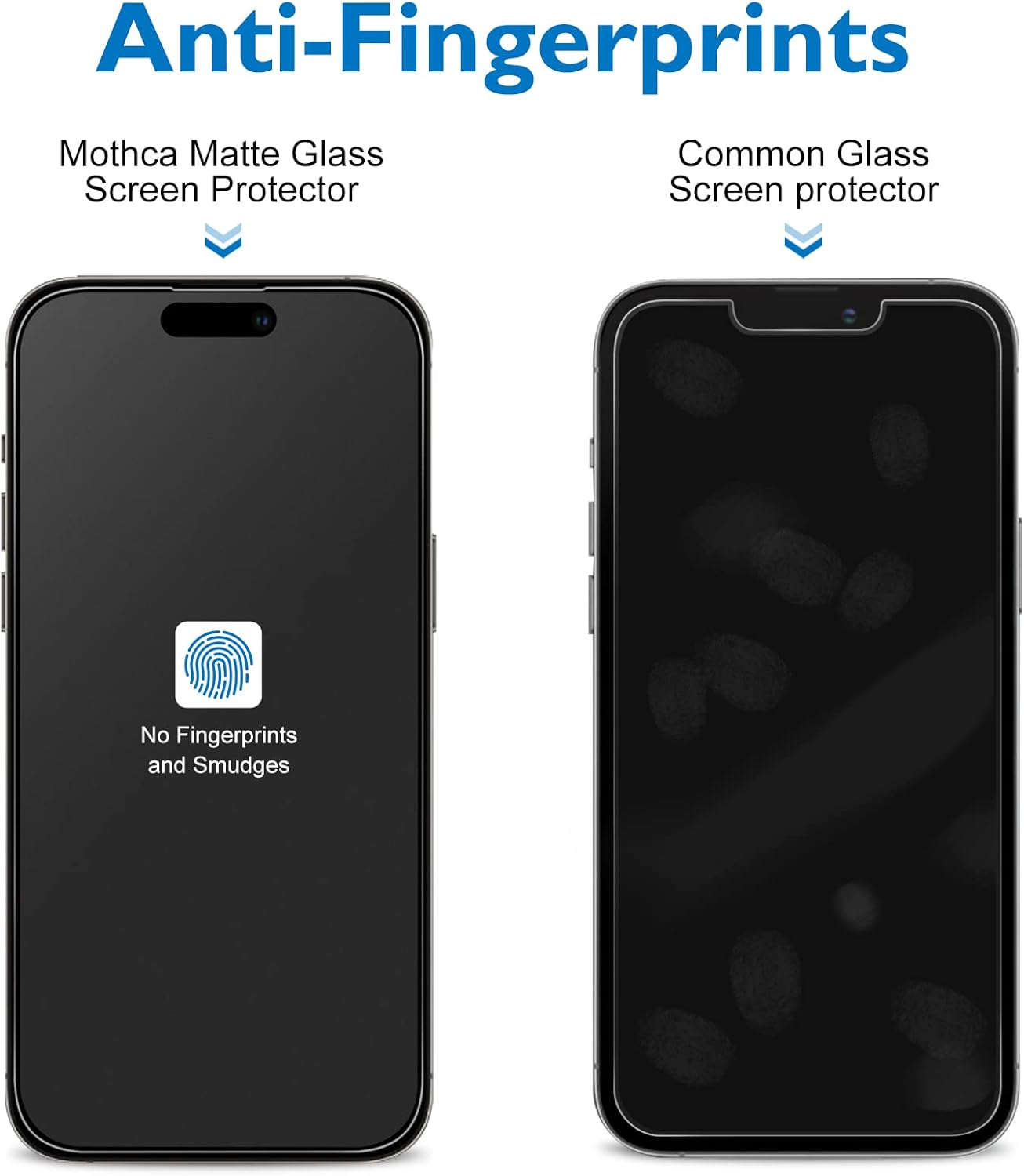 Mothca 2 Pack Matte Glass Screen Protector for Iphone 14 Pro Max [6.7 Inch] + 2 Pack Camera Lens Protector, Anti-Glare & Anti-Fingerprint Tempered Glass Film, Bubble Free Case Friendly Smooth as Silk image number 1