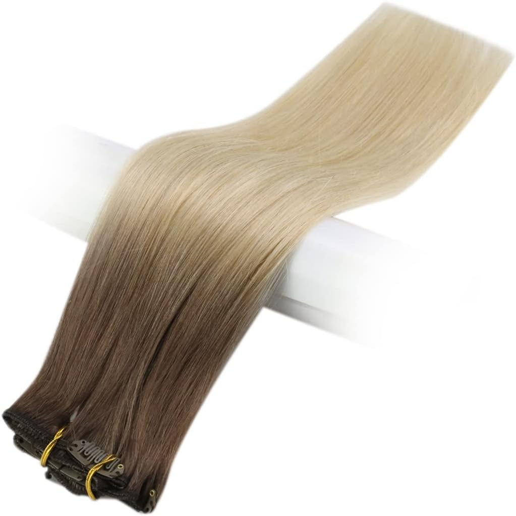 50 Grams Clip on Human Hair Extensions 2/6/18 Color 7Pcs 14Inch 100% Machine Remy Human Hair 4 18 20 Inches 50 Gram per Set image number 5