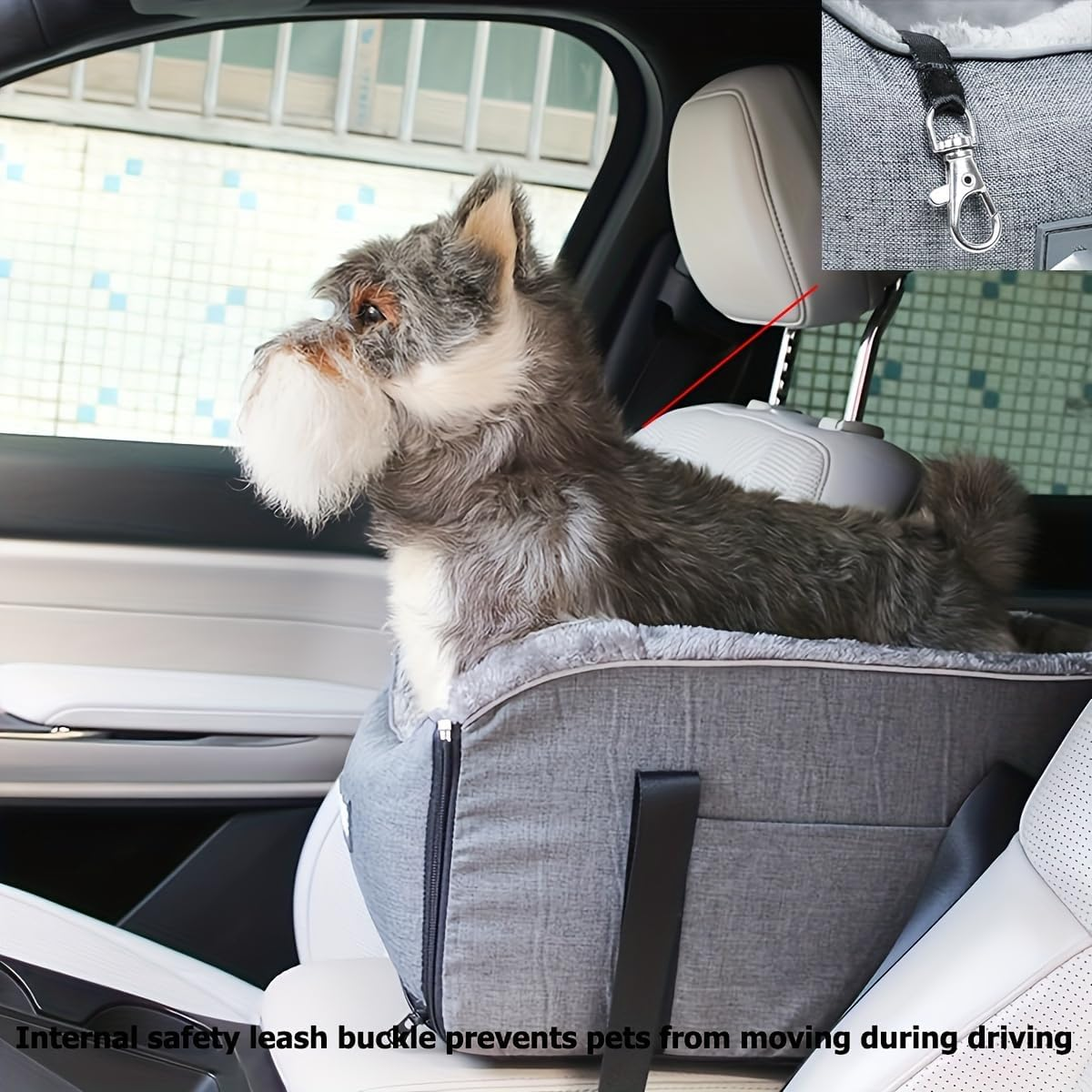 1Pc Dog Console Car Seat, Travel Bags for Dogs Cats, Portable Dog Booster Seat, Pet Going Out Handbag image number 5