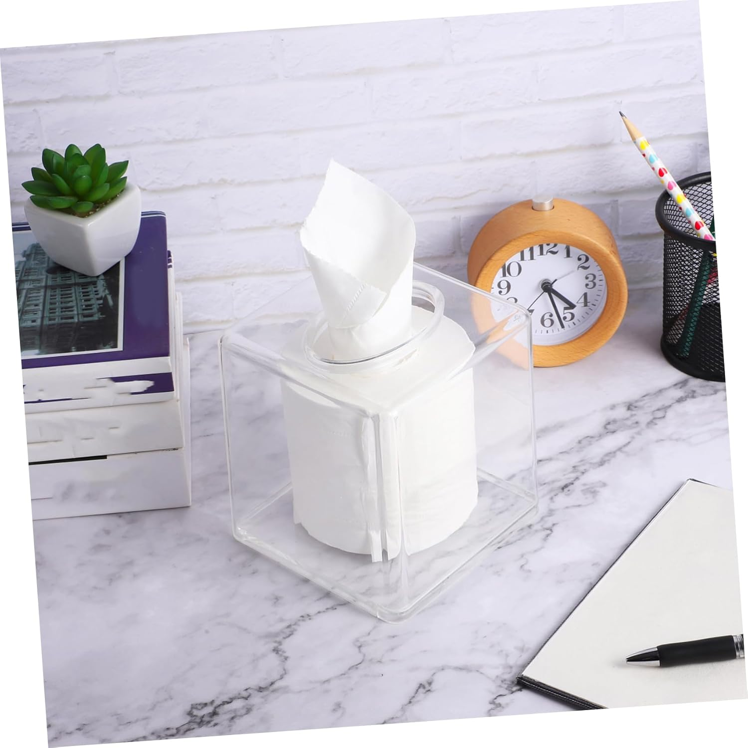 MAGICLULU Square Tissue Box Cover Flat Napkin Holder Car Bathroom Use Decor Easy to Maintain image number 6