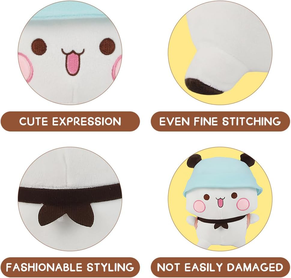 LUFEIS Bubu Dudu Cuddly Toy, 2 Pieces Bubu Dudu Plush, Charming Soft Plush Toy Cushion, Bear Panda Bubu Dudu Cuddly Toy, Birthday Party Gifts for Boys and Girls image number 1