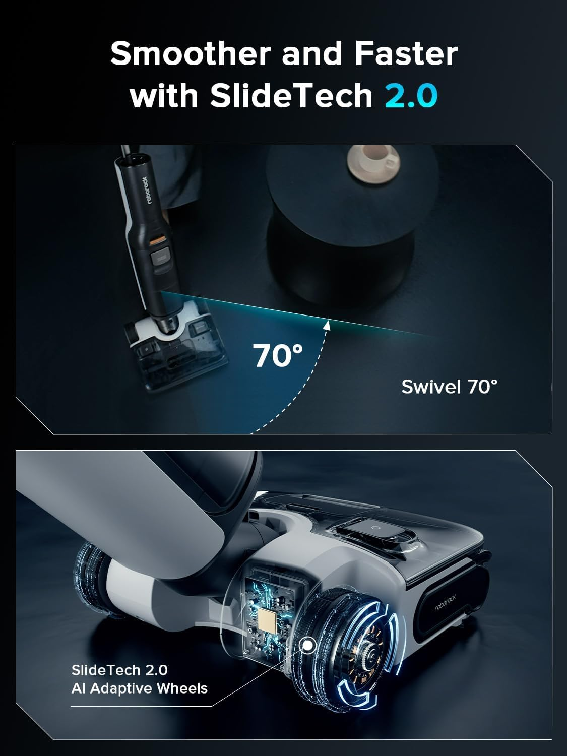 Roborock F25 ACE Wet Dry Vacuum Cleaner, Cordless Vacuum Mop All in One for Hard Floor, 20000Pa Hardwood Floor Cleaner with Zero Tangle, 194&deg;F Hot Air Flash Drying Electric Mop, 180&deg; Lie Flat, Wifi image number 6