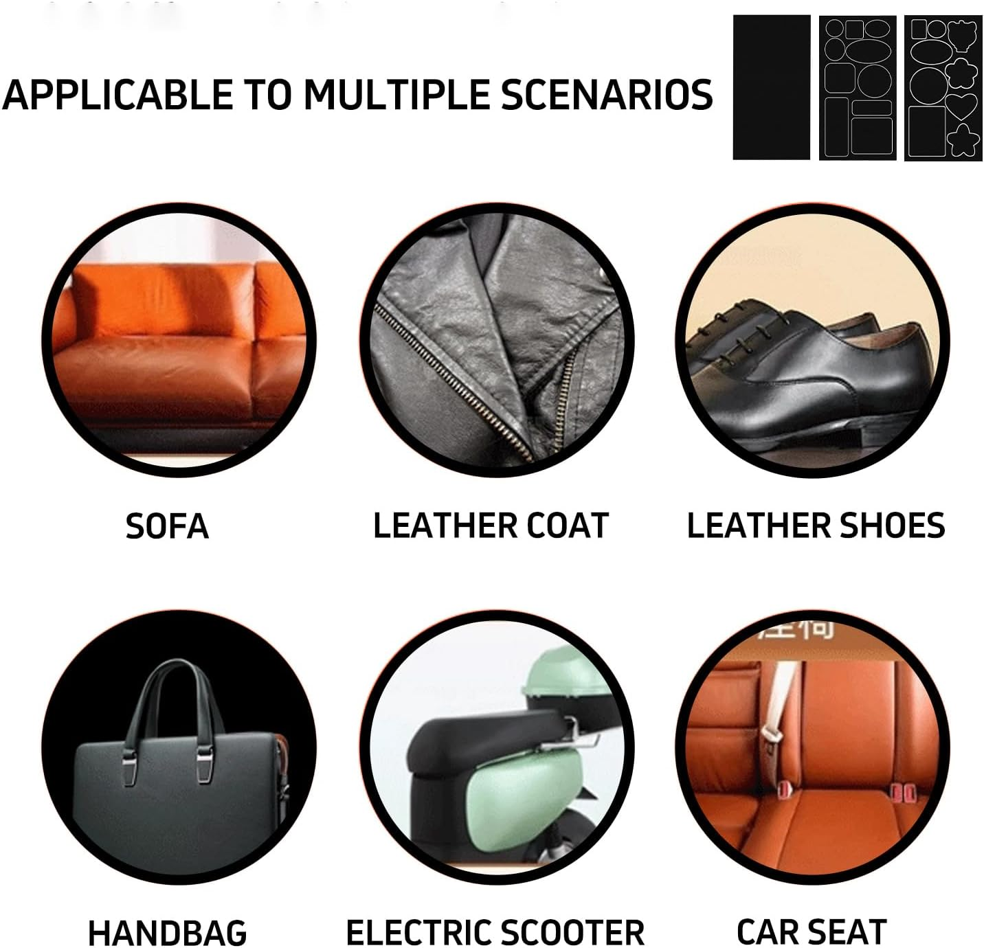 3Pcs Leather Repair Patch, 3.9&rdquo; X 7.9&rdquo; Self Adhesive Kit, Waterproof, Stain-Proof, Easy to Cleanfor for Sofas, Furniture, Kitchen Cabinet, Jackets,Car Seat Reupholster. (Model A) - Model B image number 2