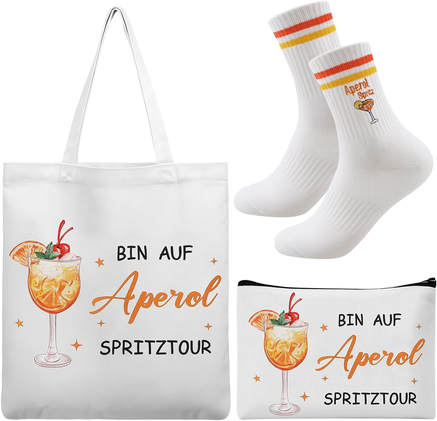 Dusaniyali Aperol Gift for Cocktail Lovers Spray Cosmetic Bag Aperol Socks Women'S Tote Bag Women Birthday Gifts for Mum Aunt Teacher Sister Girlfriend Colleague image number 3