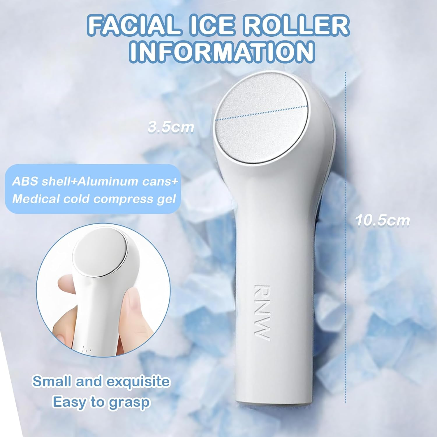 Waytiffer Ice-Skin Cold Therapy Device for Face and Eyes, Face Massager Roller for Puffiness Relief, Migraine Pain, and Minor Injuries, Cooling Ice Roller for Women, Face Massage Tool for Skin Care Routine (White) image number 5