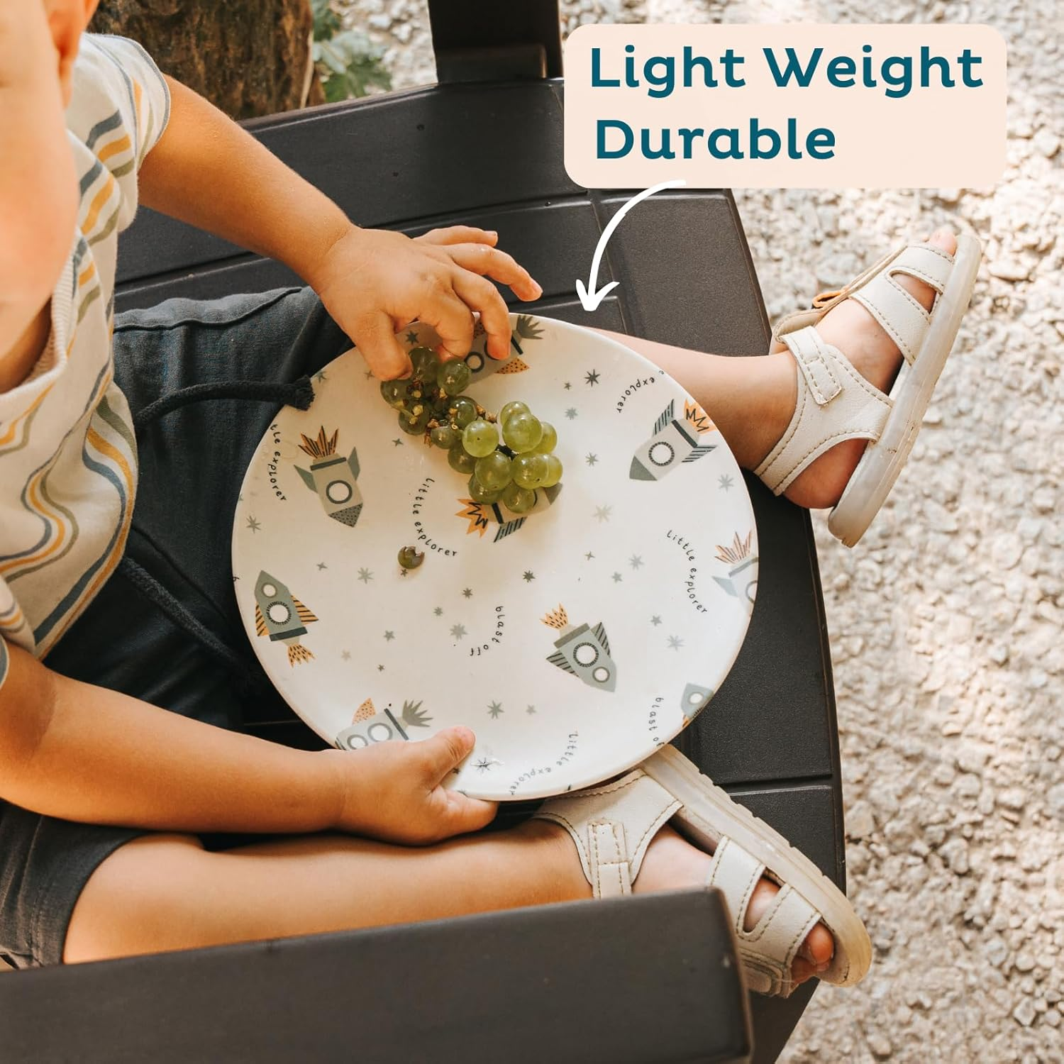 Nook Theory 4 Pack Reusable Bamboo Plates - Non-Toxic Toddler and Kids Plate, Dishwasher Safe, Not Microwavable Dinnerware (Celebration 10") image number 4