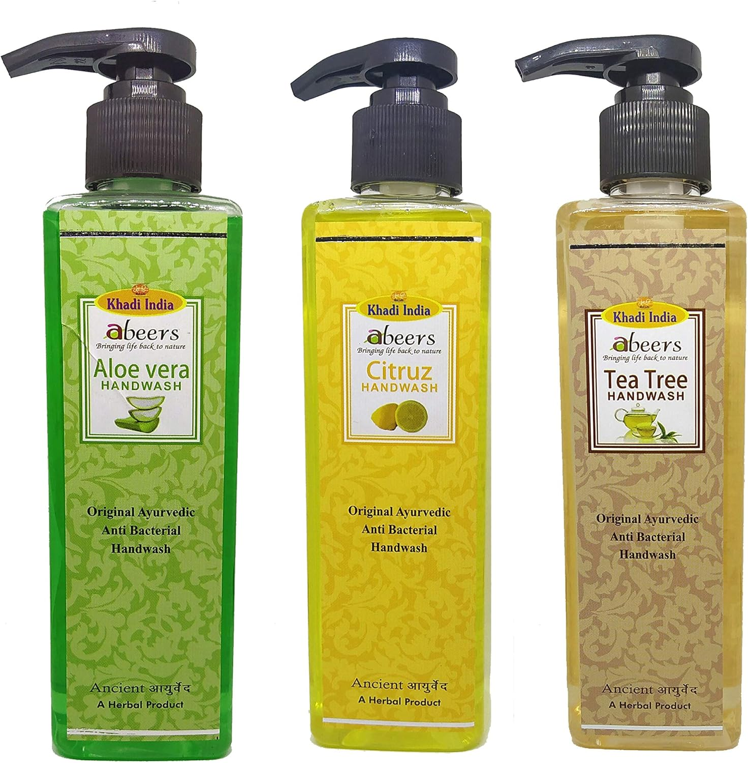 Khadi Abeers Aloevera & Citrus & Tea Tree Hand Wash - Pack of 3 (750Ml), 250 Ml (Pack of 3)