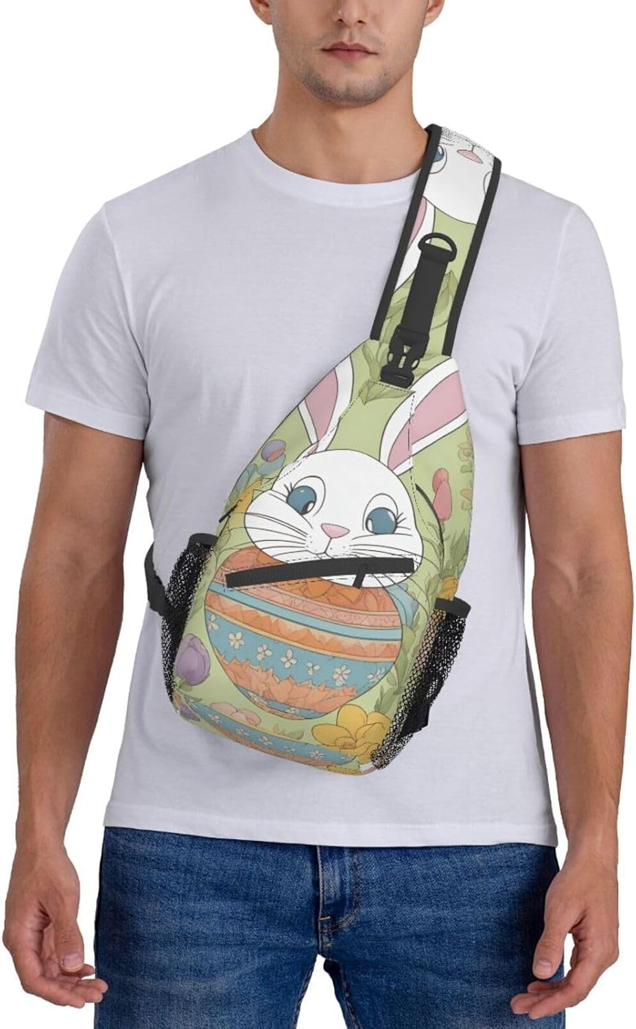 Easter Bunny Floral Shoulder Bag Crossbody Backpack Chest Bag Lightweight Sling Daypackstravel Hiking Cycling for Men Women - Cute Pug Dog image number 7