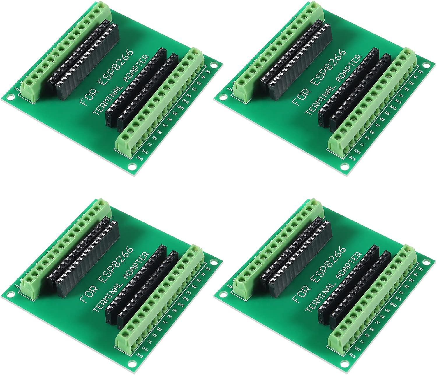 5Pcs ESP8266 Breakout Board GPIO 1 into 2 Terminal Screw Board Compatible with ESP8266 ESP-12E Block PCB Microcontroller Development Board