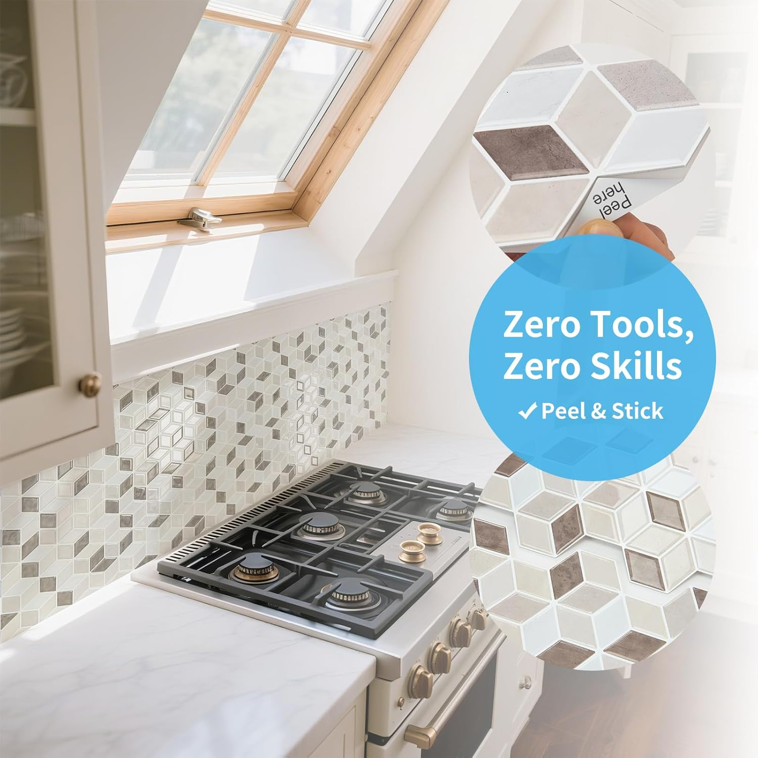 Art3D 10-Sheet Peel and Stick Backsplash Tiles, 30X30 CM Self-Adhesive 3D Wall Tiles for Kitchen, Bathroom, Countertop - Thickened Waterproof Design (Light Brown) - Graphite Gray image number 7