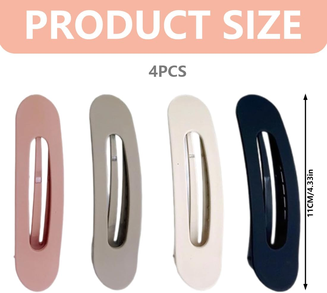 VAEIORP 4 Large Matte Duckbill Clips - 11Cm Flat Hair Claw Clips 4 Colours image number 2