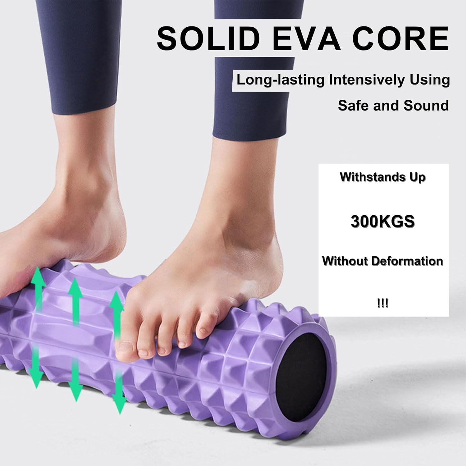 Trigger Point Foam Roller for Muscle Massage in Gym | Deep Tissue Foam Roller for Back Pain | Gym Massage Roller for Legs for Runners - Black image number 6