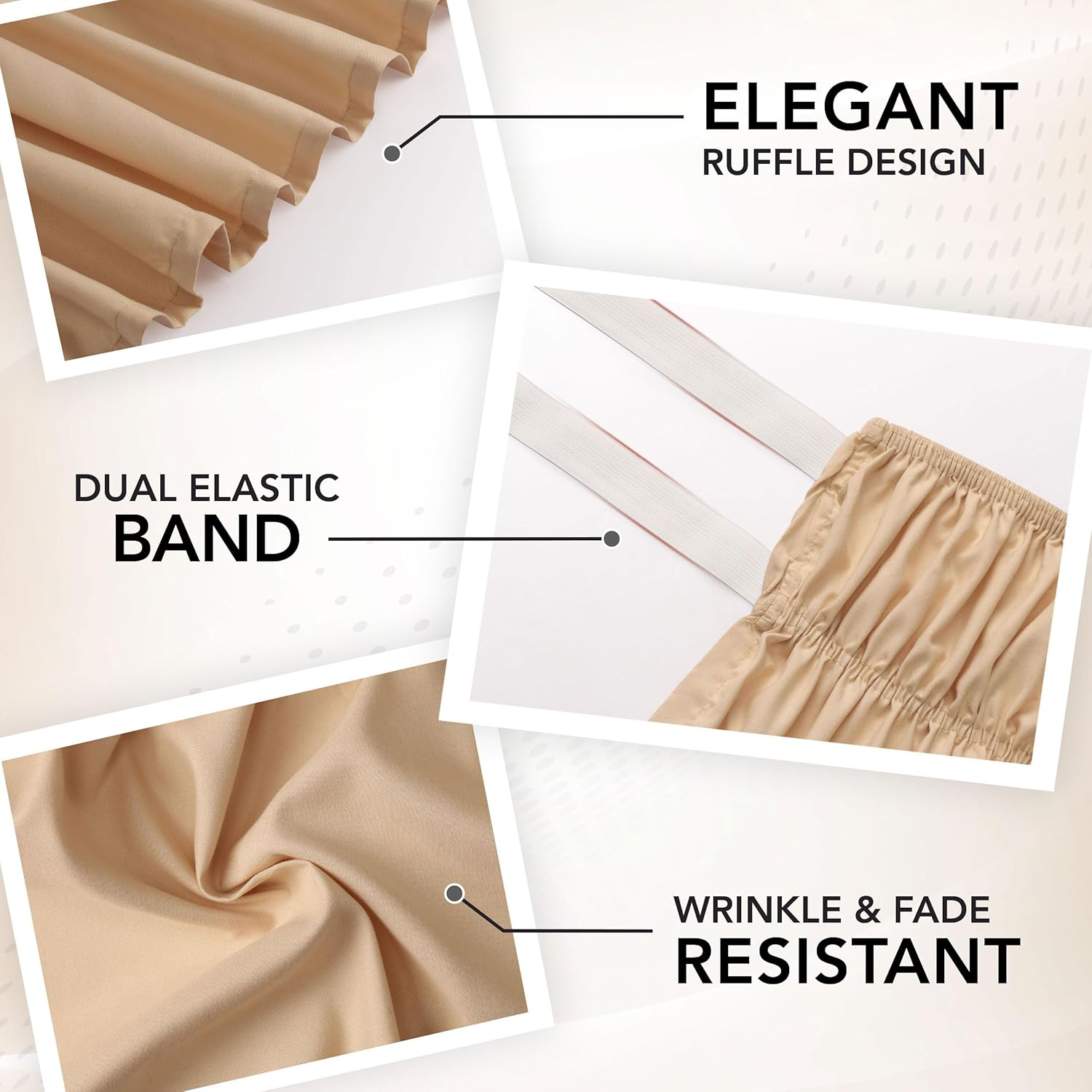 Utopia Bedding Queen Elastic Bed Ruffle - Easy Wrap around Ruffle - Microfiber Bed Skirt with Adjustable Elastic Belt 16 Inch Tailored Drop - Hotel Quality Bedskirt, Fade Resistant (Queen, Beige) image number 3