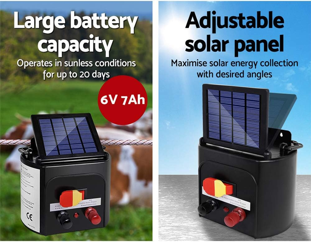 Giantz Fence Energiser 8KM Solar Powered Electric 1200M Poly Tape Fencing Kit image number 4