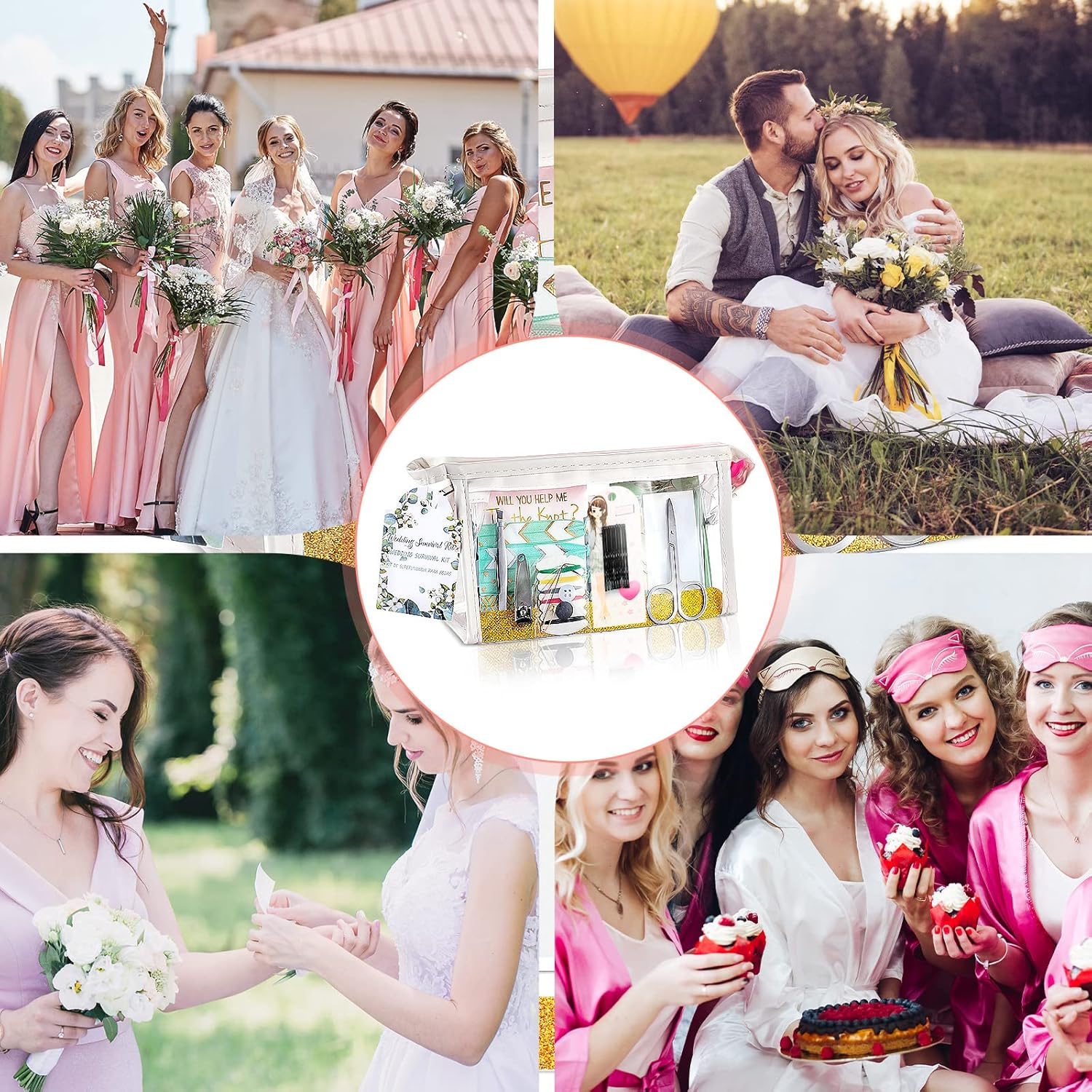 Chumia 132 Pieces Wedding Survival Kit Wedding Day Bridal Emergency Kit Bridal Party Proposal Gifts Mini Emergency Kit for Women with Makeup Bags Wedding Bride Emergency Supplies image number 4