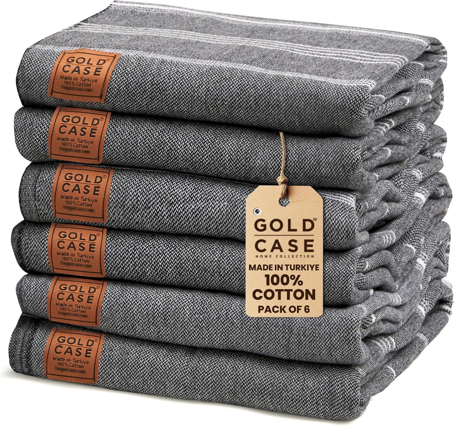 GOLD CASE Home Collection Lycia Turkish Beach Towel Set of 6-100% Cotton & Sand Free Towels for Vacation Essentials - XXL Pre Washed Quick Dry Travel Bath Towel - 70 X 38 Inches - Multi1