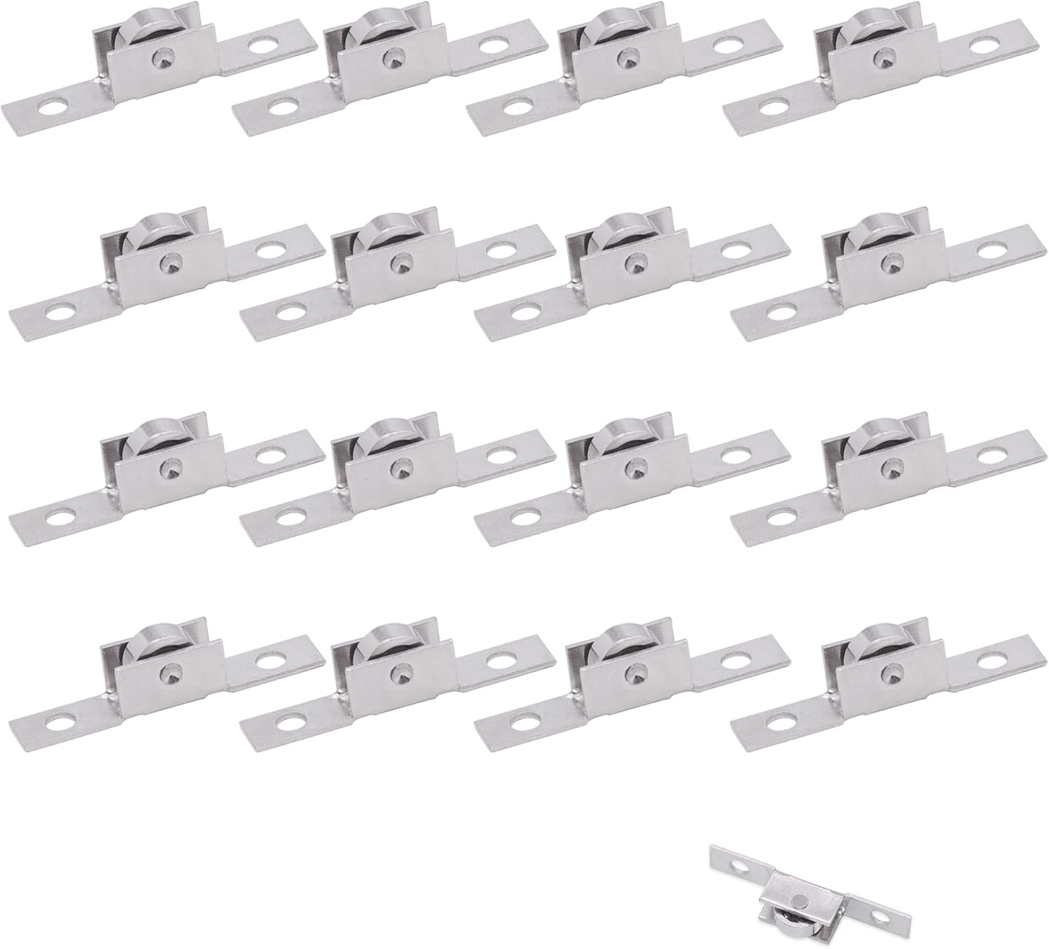 16 Pcs Push-Pull Sliding Window Single Roller Metal Wheels, Sliding Door Axles Window Pulley, Sliding Window Tandem Roller Assembly with 3/8 Inch Flat Steel Wheel