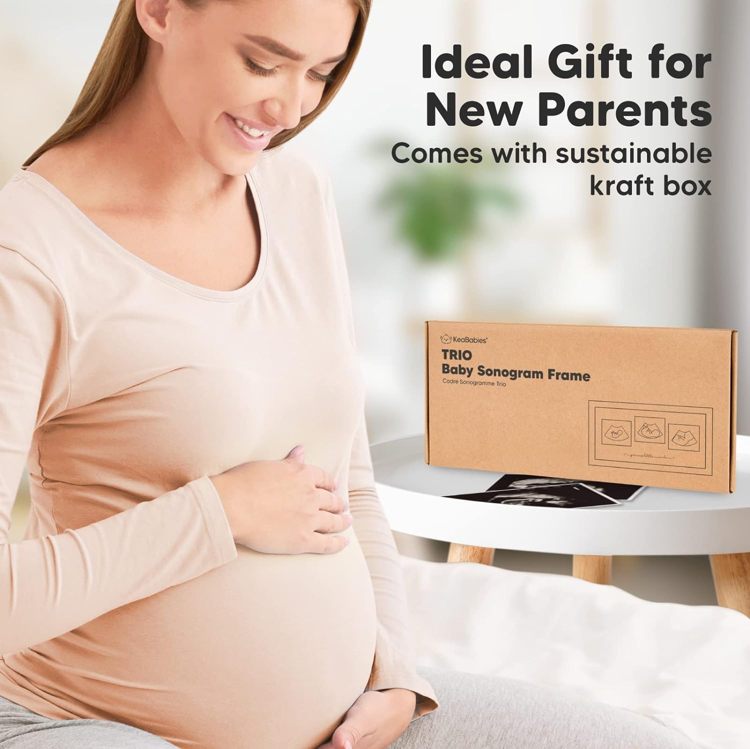 Sonogram Picture Frame - Trio Ultrasound Picture Frames for Mom to Be Gift - Baby Ultrasound Frame for Pregnancy Announcements - Baby Nursery Decor, Pregnant Mom Gifts (Alpine White) image number 1