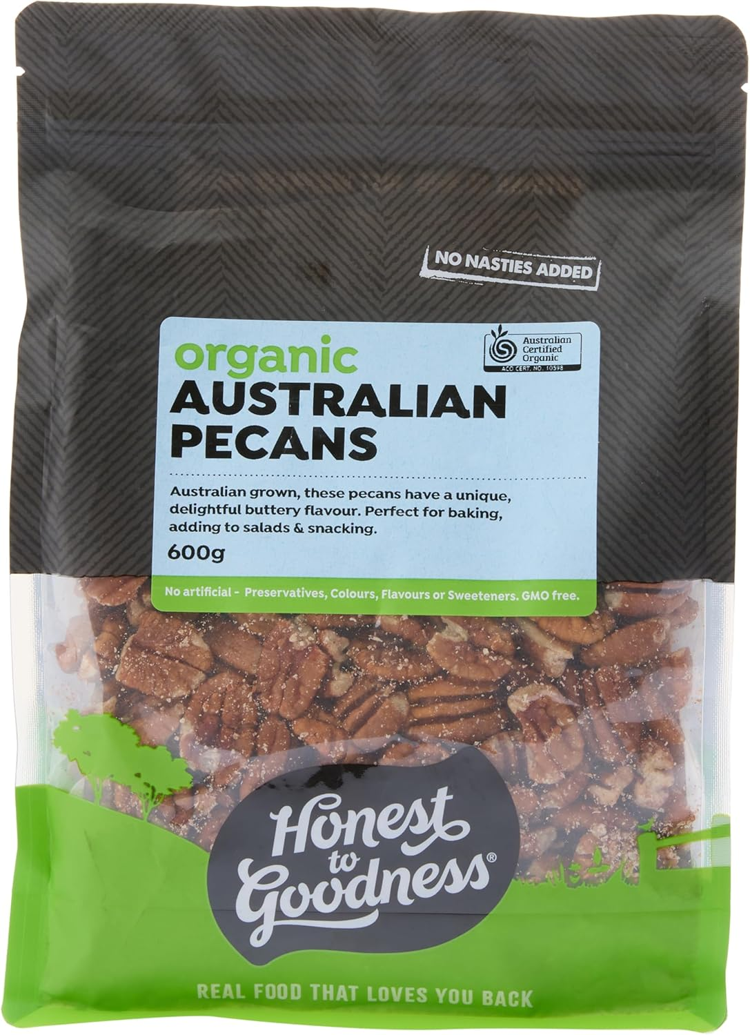 Honest to Goodness, Organic Australian Pecans, 600 Grams - Enjoy the Deliciously Rich, Buttery Flavour and Texture of These Aussie Grown Nuts! Desired in Sweet and Savory Recipes. image number 3