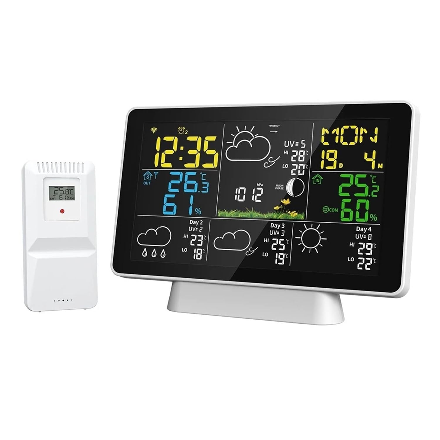 Wifi Weather Station Clock 4 Days Forecast Color Digital Thermometer Hygrometer Moon Phase Ultraviolet Barometer image number 4