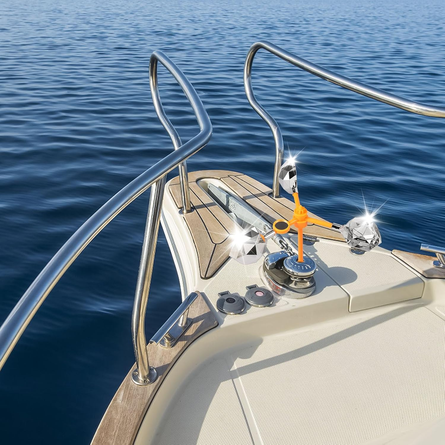 Fwqofvk 360&deg; Reflective Bird Deterrent Wind Powered Bird Reflector Efficient Bird Deterrent Device Bird Spinning Reflectors Decorations to Scare Birds Away for Garden Yard (Base Model) image number 5