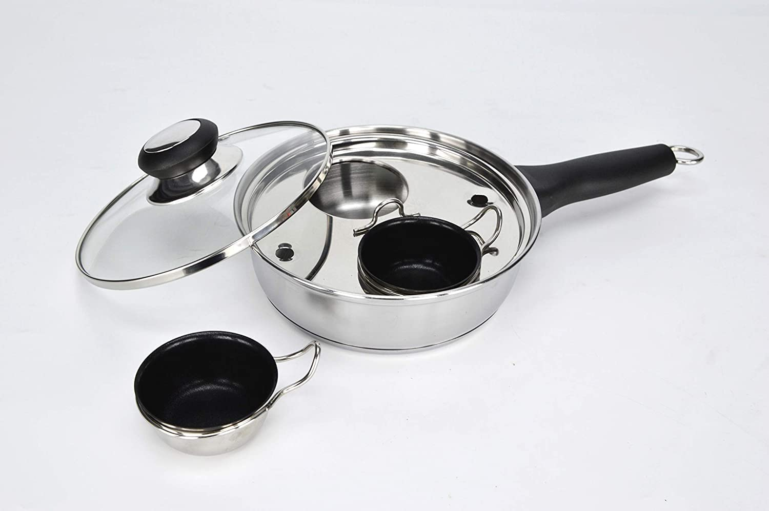 2 Cups Egg Poacher Pan - Stainless Steel Poached Egg Cooker &ndash; Perfect Poached Egg Maker &ndash; Induction Cooktop Egg Poachers Cookware Set with 2 Nonstick Large PFOA FREE Egg Poacher Cups image number 5