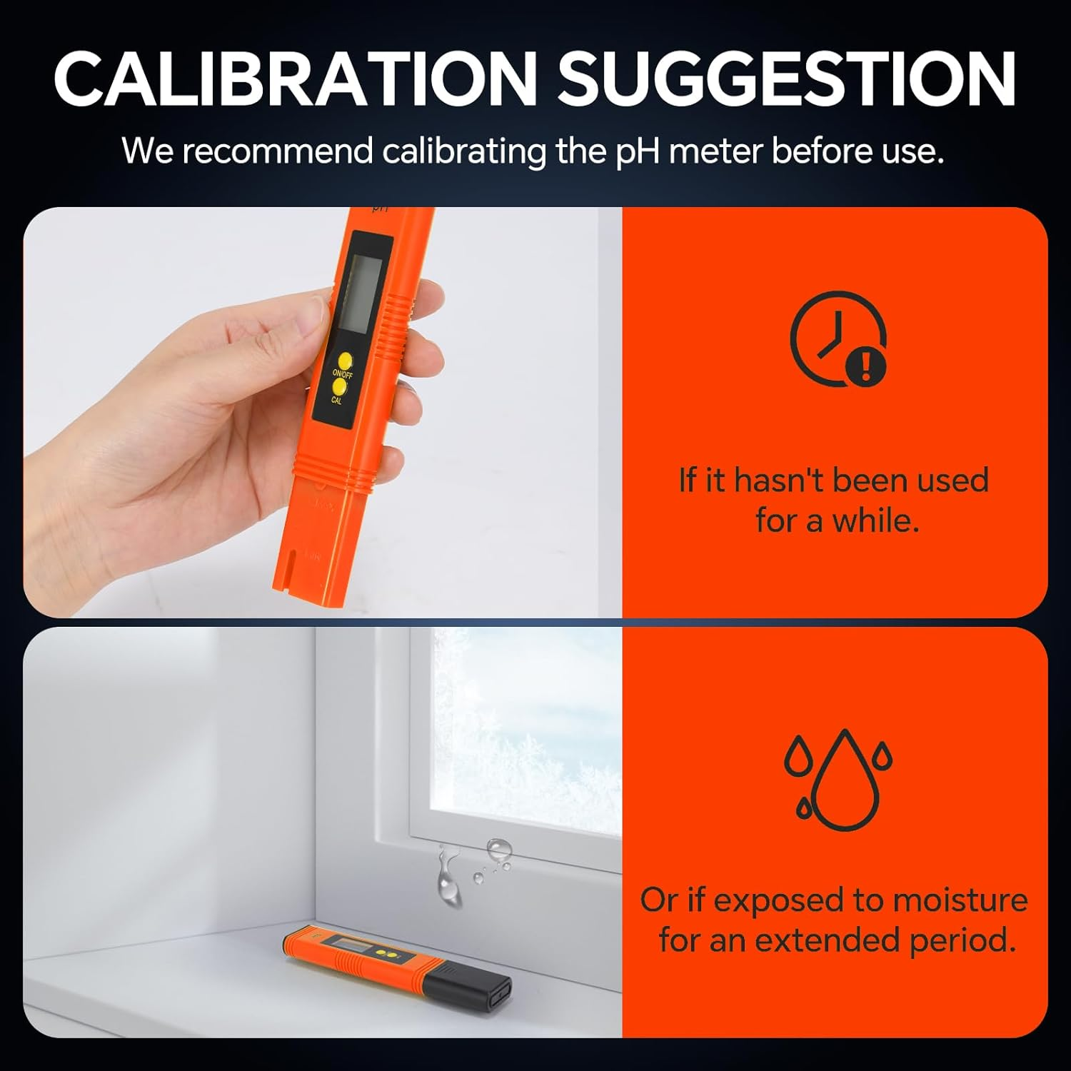 Digital Ph Meter, 0.01Ph High Accuracy Pen Type Ph Tester for Household Drinking with UL Certification and 3 Ph Calibration Powders (Orange) image number 1