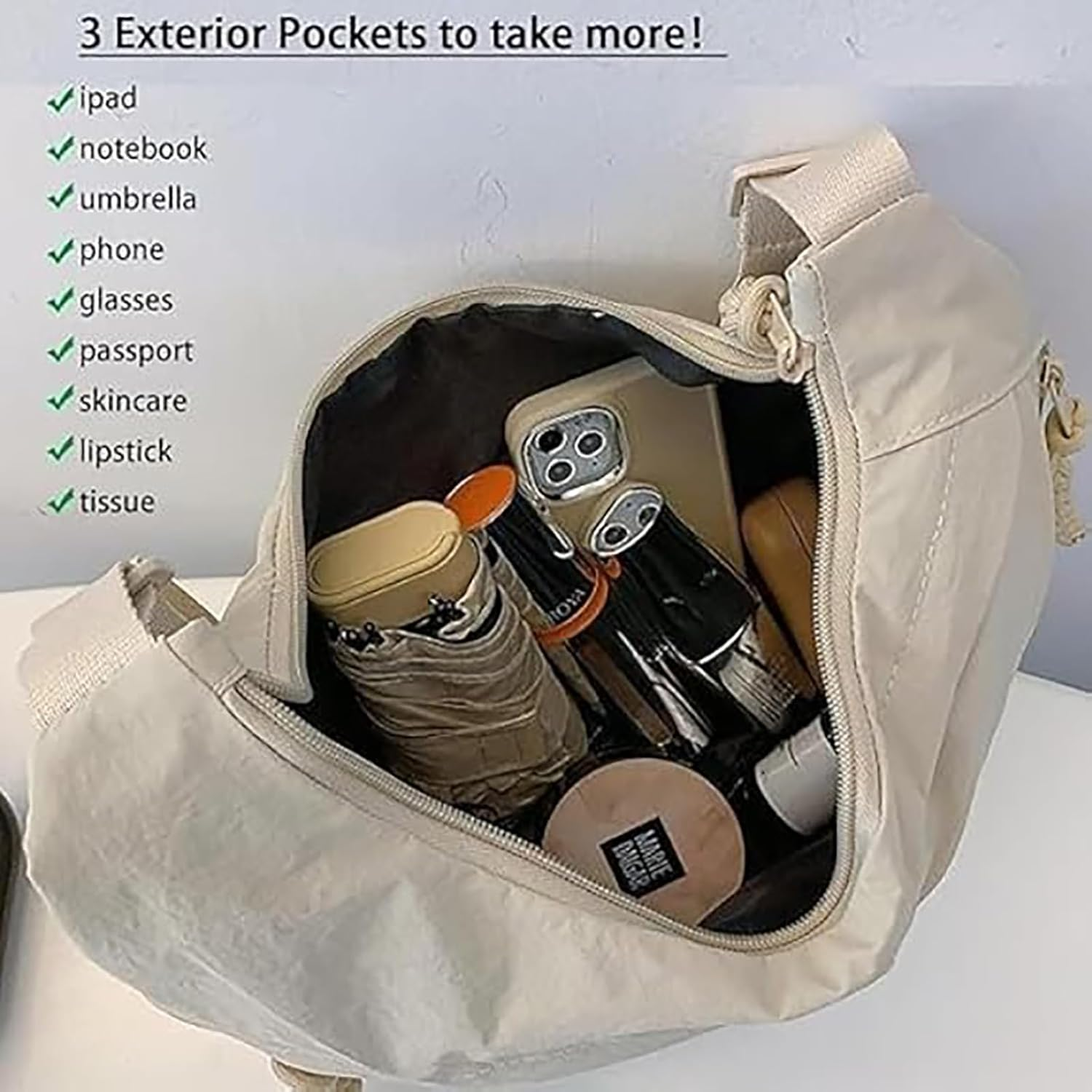 Regularlyk Crossbody Bag, Regularlyk Nylon Crossbodys Bag, Fashion Plain Color Nylons Crossbody Bags, Nylon Crescent Bags Crossbody for Women, Large Capacity, Suitable for Daily Use and Travel image number 2