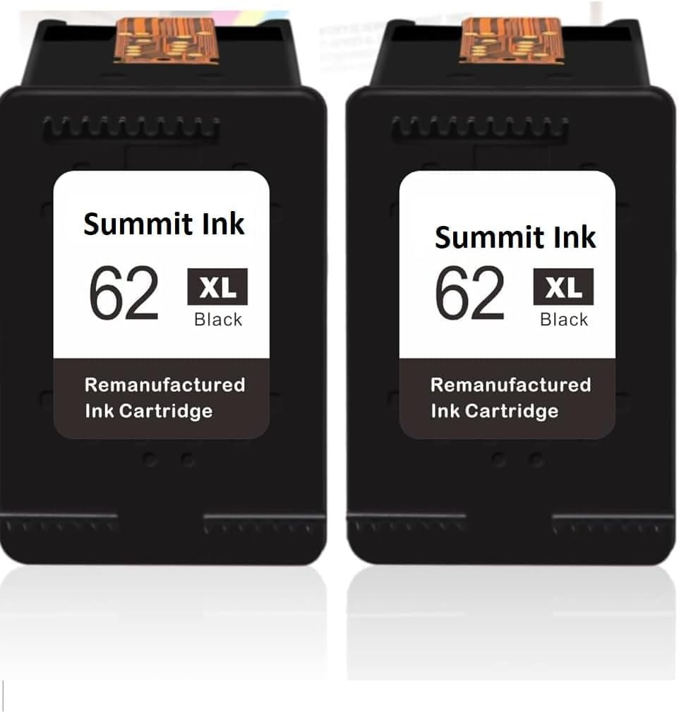 Summit Ink 62XL Black, Twin Pack, Compatible with HP 62XL C2P05AA for HP Envy 5540 5640 7640, OFFICEJET 5740