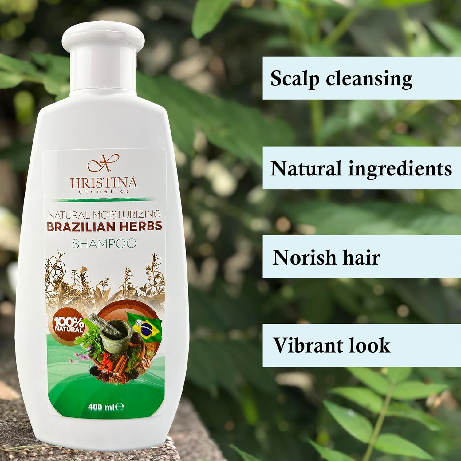 100% Natural Brazilian Herbal Shampoo with Argan Oil, Orange Oil, Lemongrass Oil and Rosemary Moisturising, Stimulating and Thickening Herbal Essences Unique Freshness 400Ml image number 4