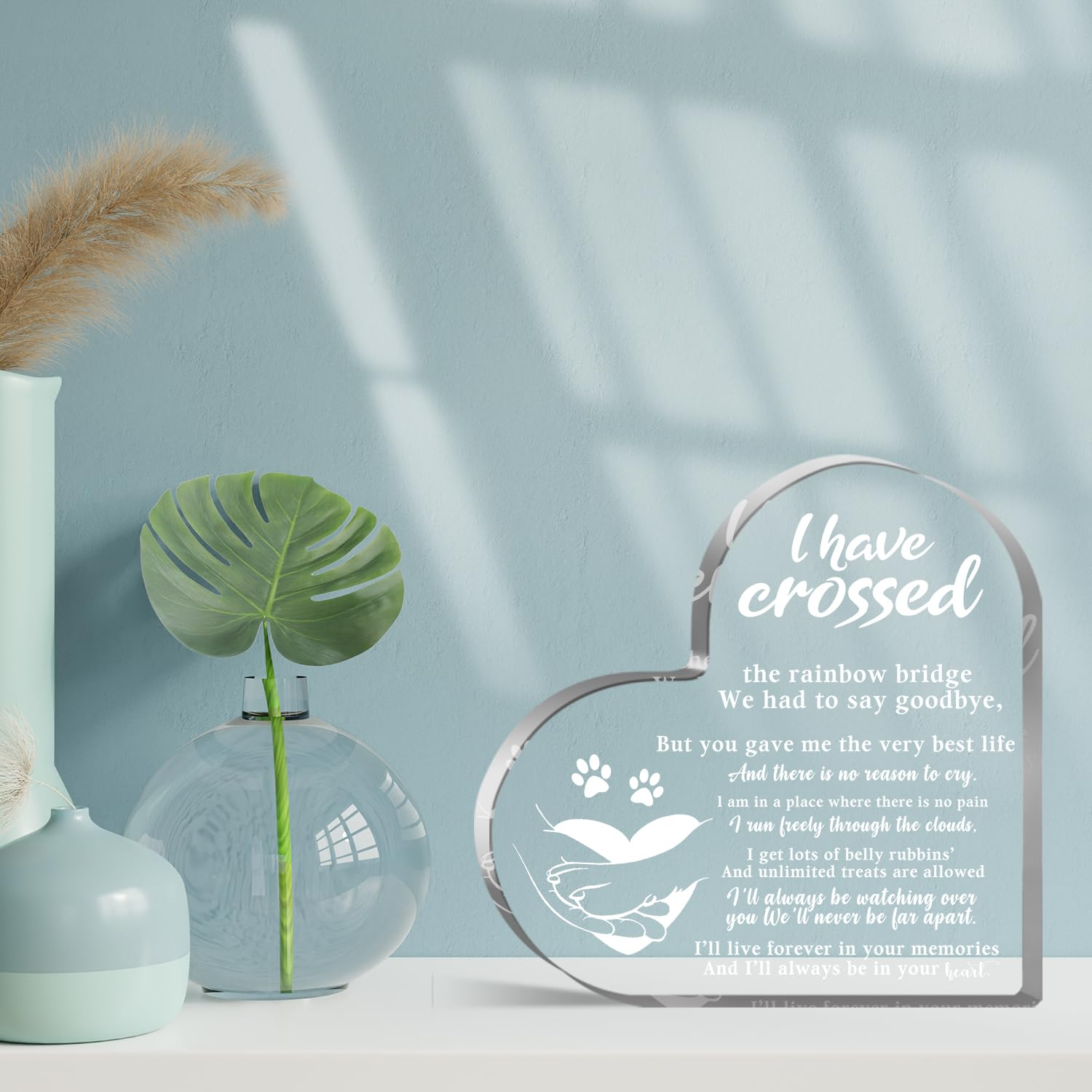 Pet Memorial Acrylic Rainbow Bridge Decorations - Sympathy Gifts for Loss of Dog, Cat - Bereavement Gifts for Pet Loss Remembrance image number 2