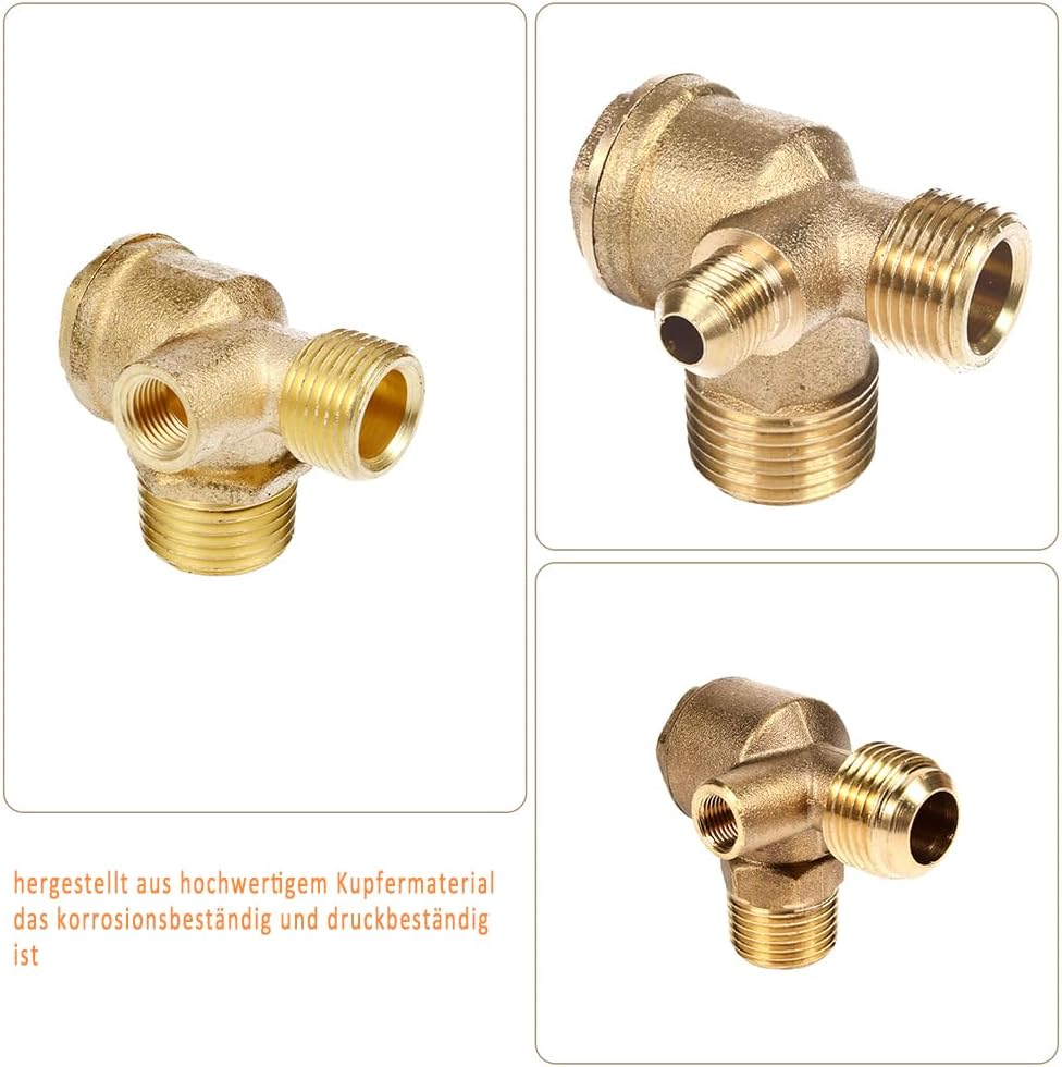 Check Valve, Compressor Check Valve, 3 Way Air Compressor Valve for Direct Air Compressor (Male, 1/2" X 1/2" X 1/8") image number 5