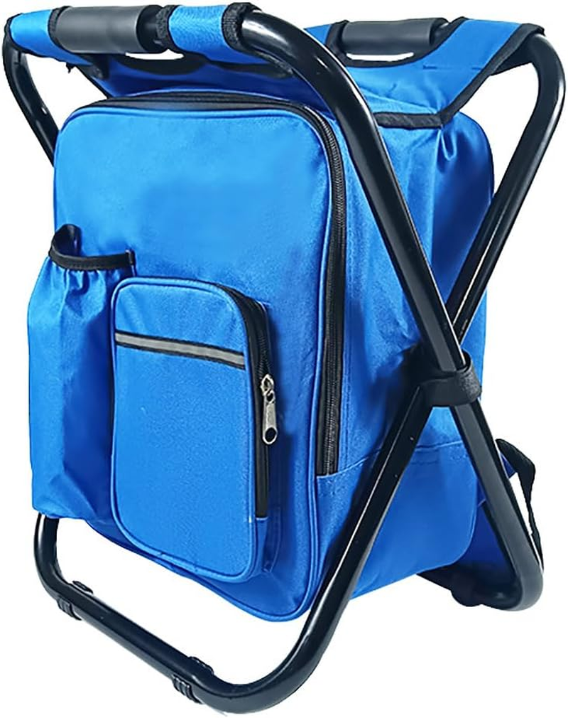 AIMALL Portable Folding Backpack Chair with Cooler Bag, Durable 600D Oxford Fabric, Iron Frame, Waterproof EVA, for Camping, Fishing, Beach