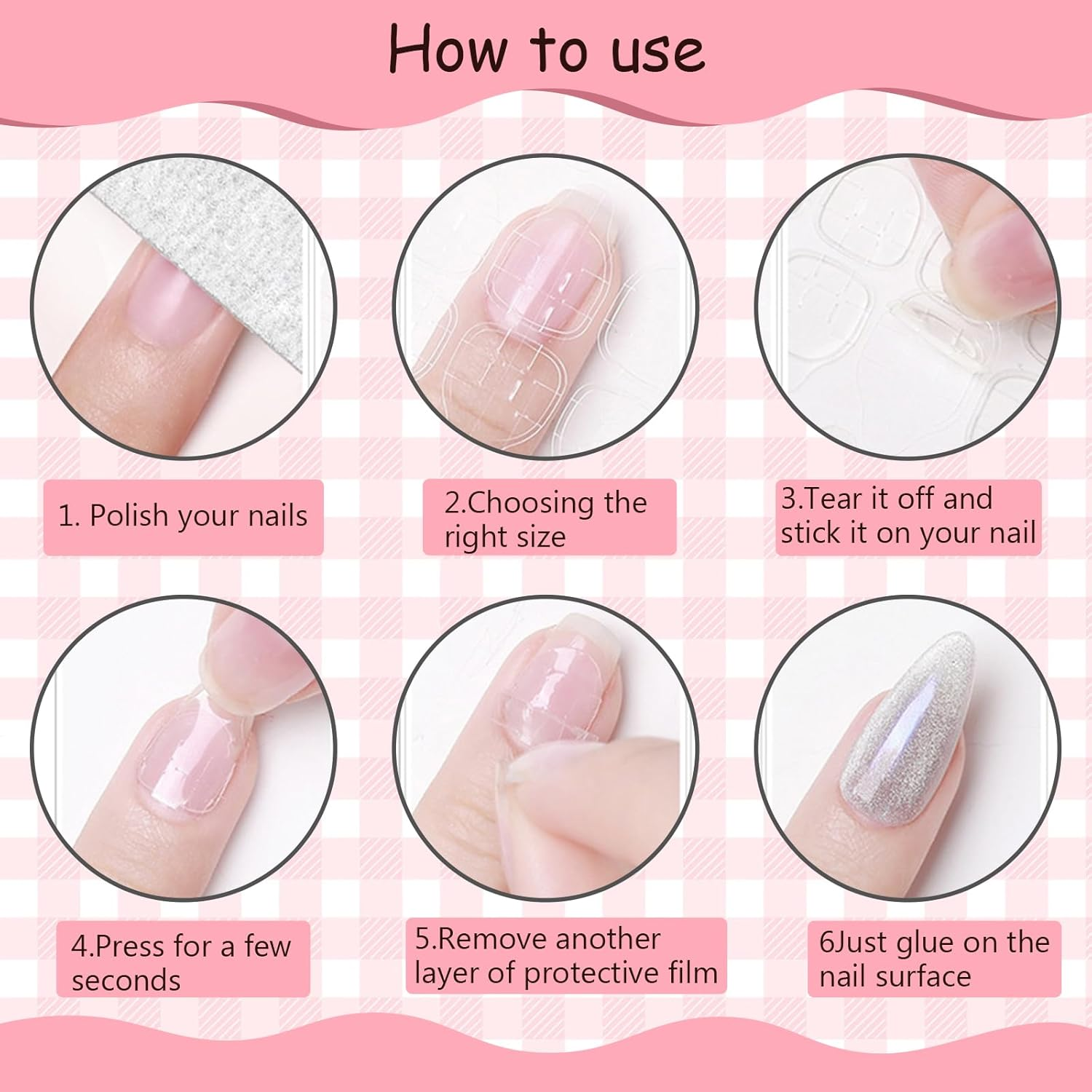 INCAUCA 600Pcs Press on Nail Adhesive Tabs Waterproof, 25 Sheet Jelly Double Sided Sticker, Sticky Tabs Thin Breathable for Acrylic False Nails Manicure Tape (Clear) image number 3