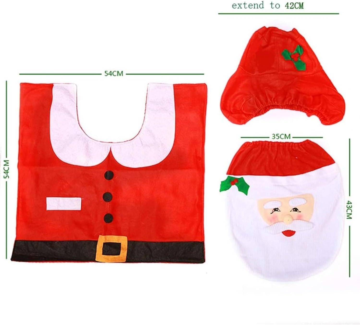 1 Set Christmas Toilet Seat Cover, Santa Claus Bathroom Decorations, Holiday Rug and Tank Cover, Xmas Home Indoor Decor image number 5